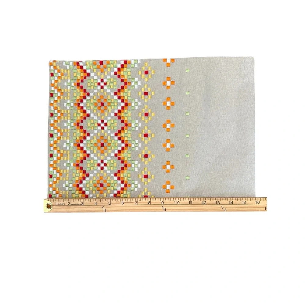 West Elm Throw Pillow Slip Covers Beige Embroidered Wooden Buttons 12x16 Inch‎